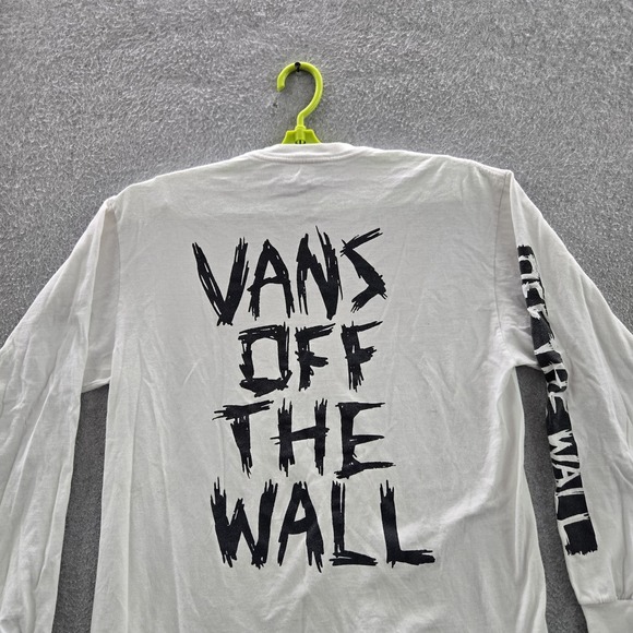 Vans Men Shirt MEDIUM White Graphic Print Off The Wall Long Sleeve - Picture 7 of 8